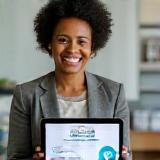 Teacher receiving digital training certificate